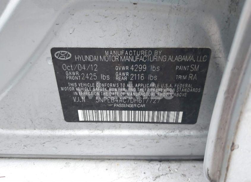 Photo 9 of 2013 Hyundai Sonata GLS (VIN 5NPEB4AC7DH617727)