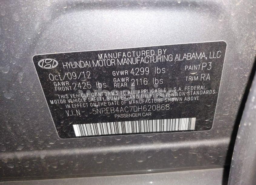 Photo 9 of 2013 Hyundai Sonata GLS (VIN 5NPEB4AC7DH620868)