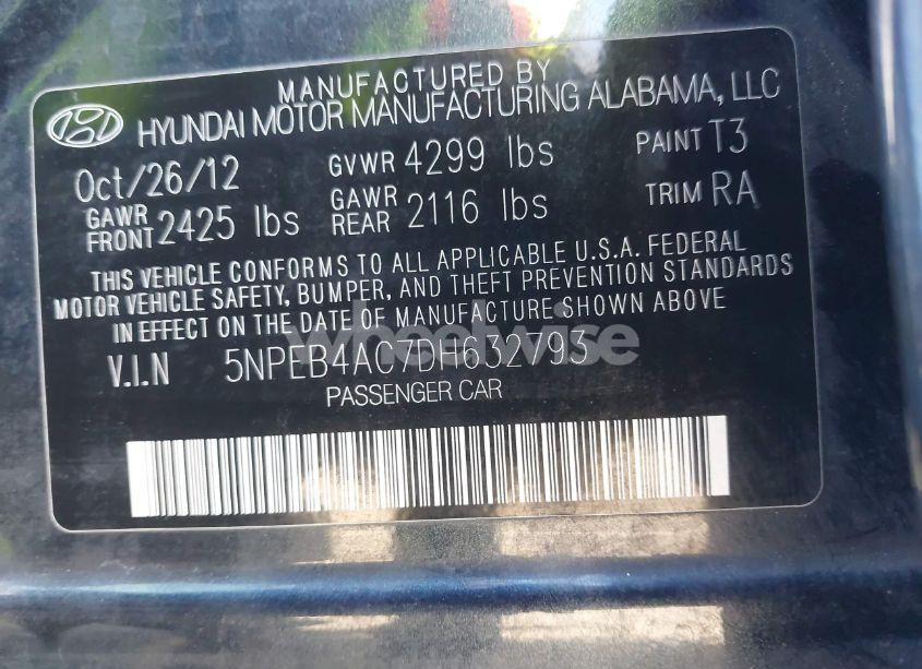 Photo 9 of 2013 Hyundai Sonata GLS (VIN 5NPEB4AC7DH632793)
