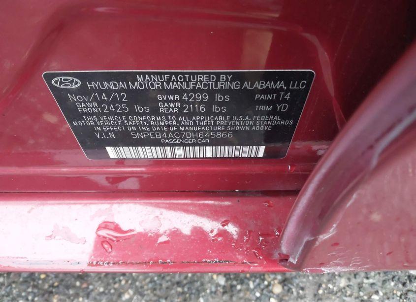 Photo 9 of 2013 Hyundai Sonata GLS (VIN 5NPEB4AC7DH645866)