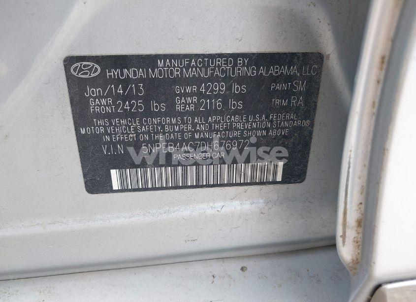 Photo 9 of 2013 Hyundai Sonata GLS (VIN 5NPEB4AC7DH676972)