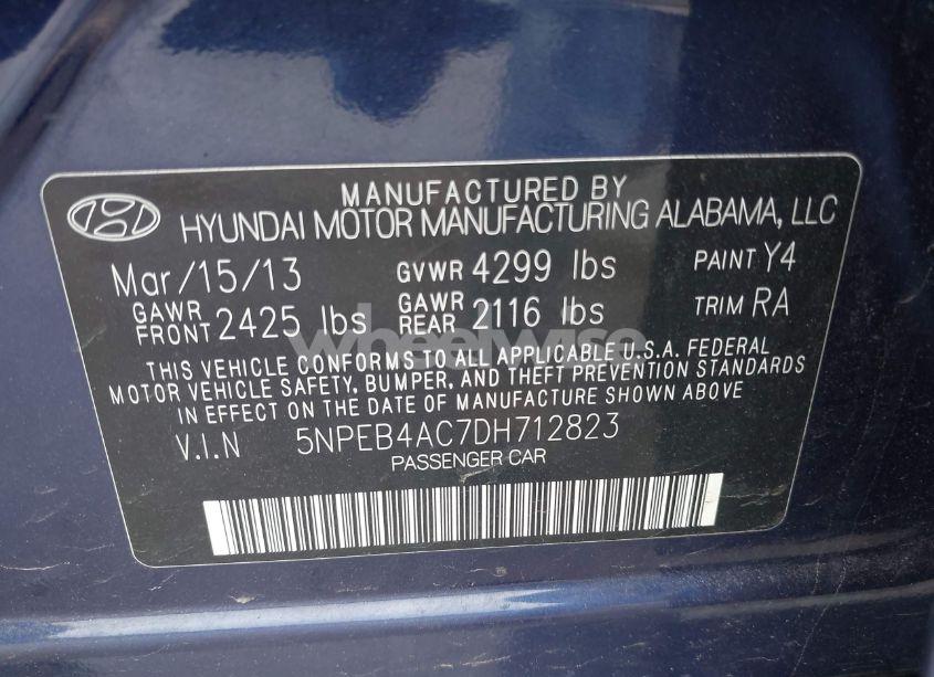 Photo 9 of 2013 Hyundai Sonata GLS (VIN 5NPEB4AC7DH712823)