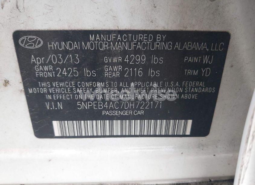 Photo 9 of 2013 Hyundai Sonata GLS (VIN 5NPEB4AC7DH722171)