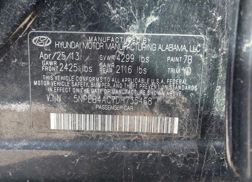 Photo 9 of 2013 Hyundai Sonata GLS (VIN 5NPEB4AC7DH735468)
