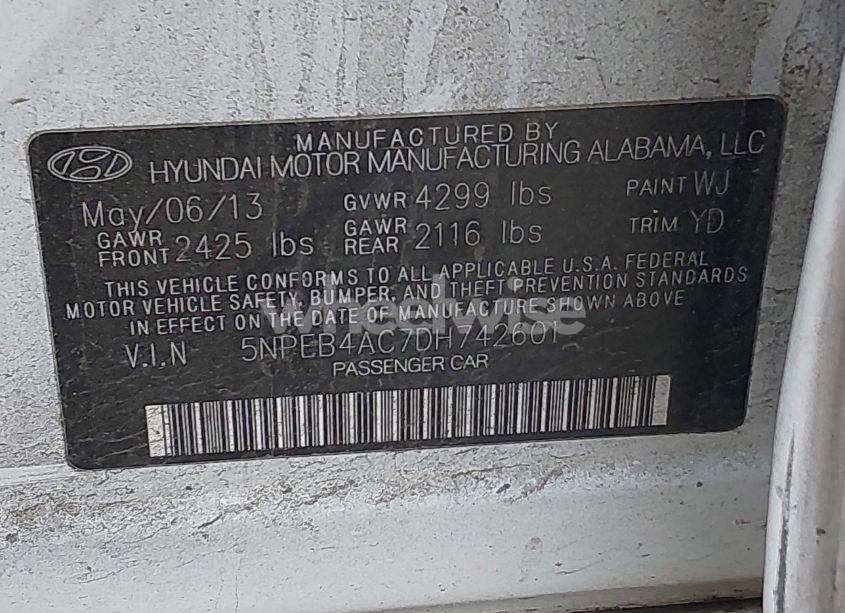 Photo 9 of 2013 Hyundai Sonata GLS (VIN 5NPEB4AC7DH742601)