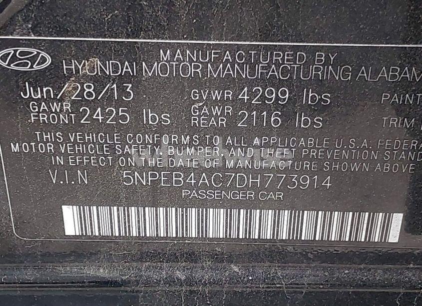 Photo 9 of 2013 Hyundai Sonata GLS (VIN 5NPEB4AC7DH773914)