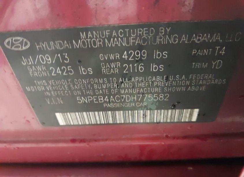 Photo 9 of 2013 Hyundai Sonata GLS (VIN 5NPEB4AC7DH775582)