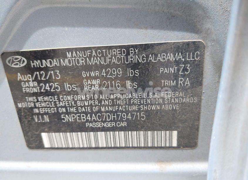 Photo 9 of 2013 Hyundai Sonata GLS (VIN 5NPEB4AC7DH794715)