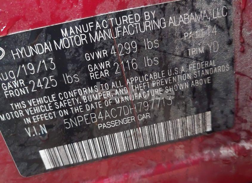 Photo 9 of 2013 Hyundai Sonata GLS (VIN 5NPEB4AC7DH797713)