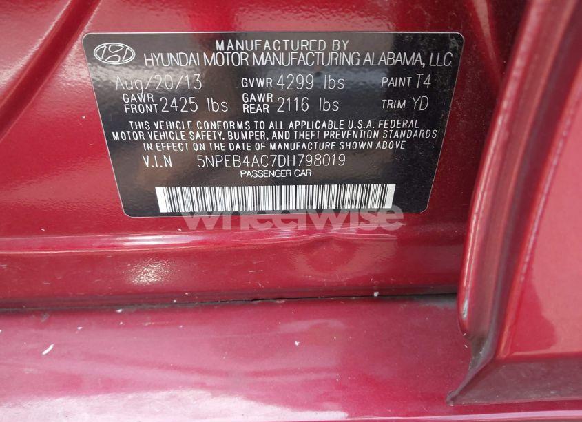 Photo 9 of 2013 Hyundai Sonata GLS (VIN 5NPEB4AC7DH798019)