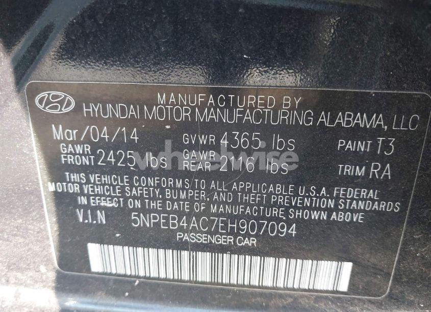 Photo 9 of 2014 Hyundai Sonata GLS (VIN 5NPEB4AC7EH907094)