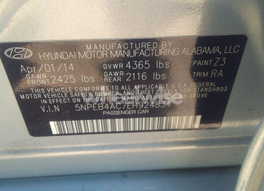 Photo 9 of 2014 Hyundai Sonata GLS (VIN 5NPEB4AC7EH924834)