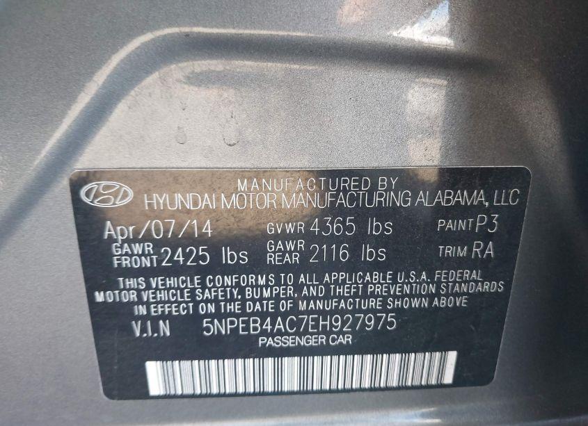 Photo 9 of 2014 Hyundai Sonata GLS (VIN 5NPEB4AC7EH927975)
