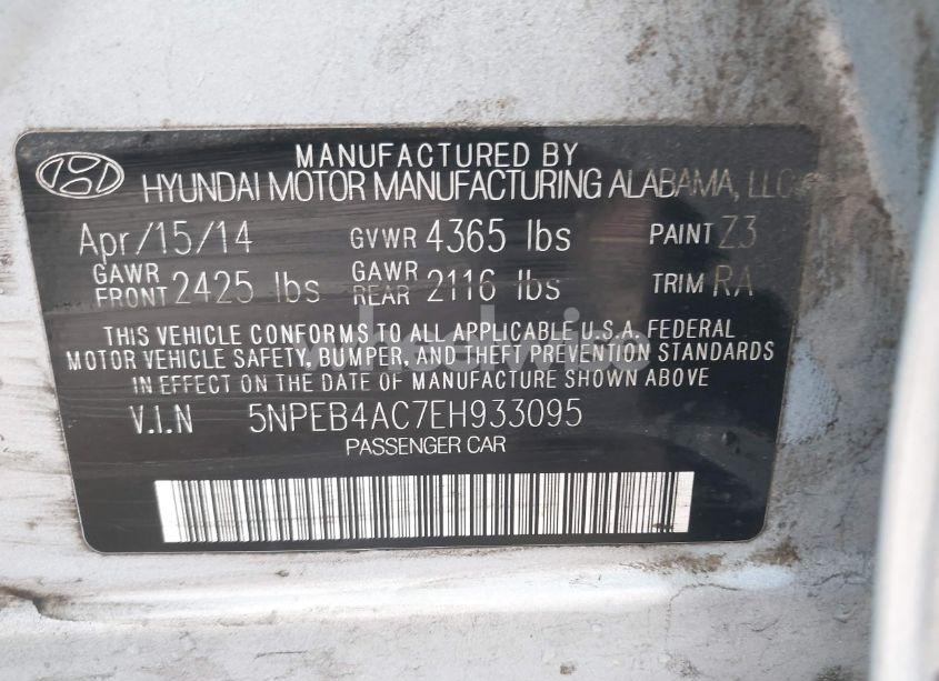 Photo 9 of 2014 Hyundai Sonata GLS (VIN 5NPEB4AC7EH933095)