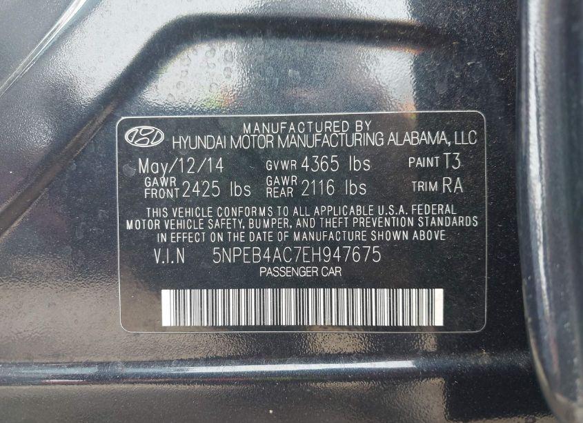 Photo 9 of 2014 Hyundai Sonata GLS (VIN 5NPEB4AC7EH947675)