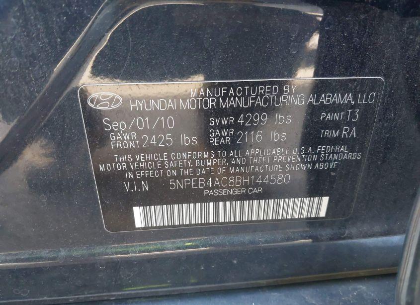 Photo 9 of 2011 Hyundai Sonata GLS (VIN 5NPEB4AC8BH144580)