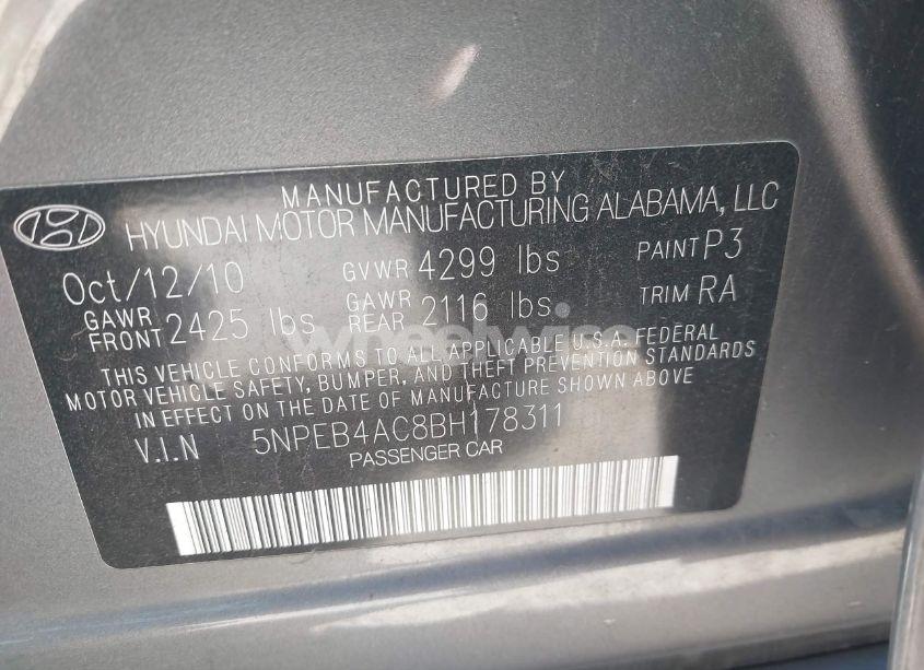 Photo 9 of 2011 Hyundai Sonata GLS (VIN 5NPEB4AC8BH178311)
