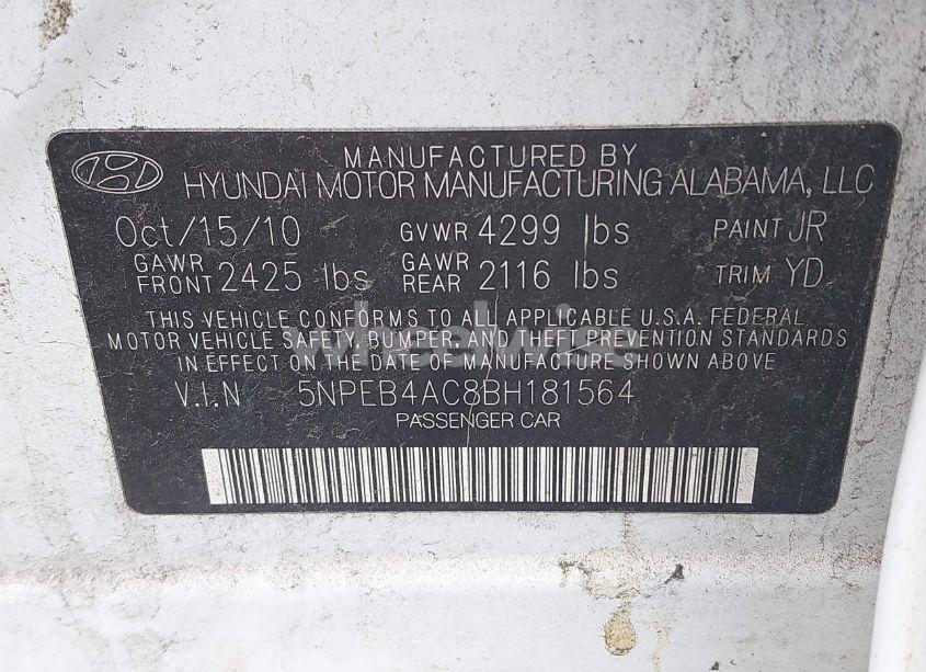 Photo 9 of 2011 Hyundai Sonata GLS (VIN 5NPEB4AC8BH181564)
