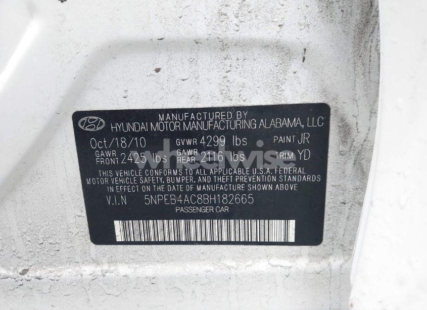 Photo 9 of 2011 Hyundai Sonata GLS (VIN 5NPEB4AC8BH182665)