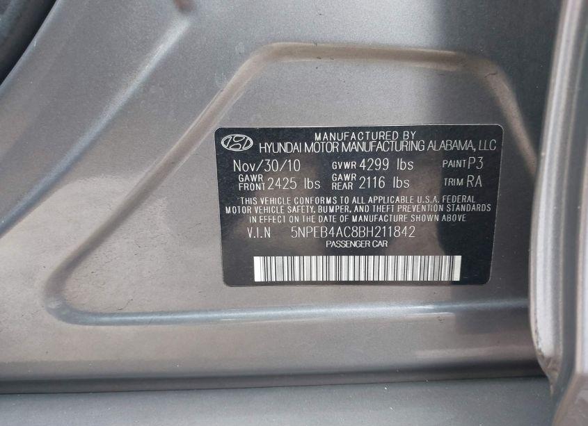 Photo 9 of 2011 Hyundai Sonata GLS (VIN 5NPEB4AC8BH211842)