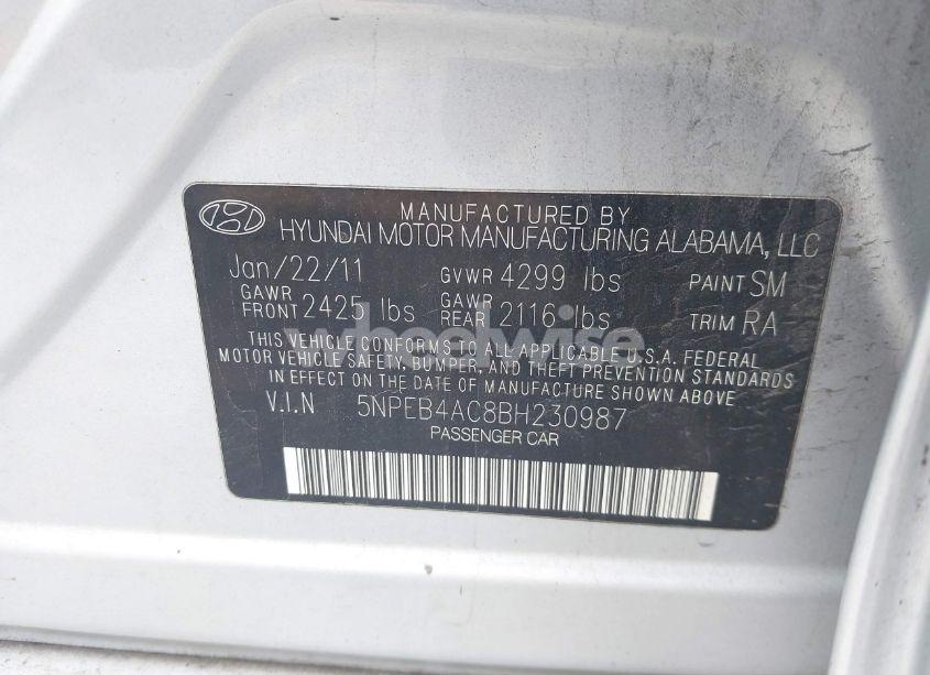 Photo 9 of 2011 Hyundai Sonata GLS (VIN 5NPEB4AC8BH230987)