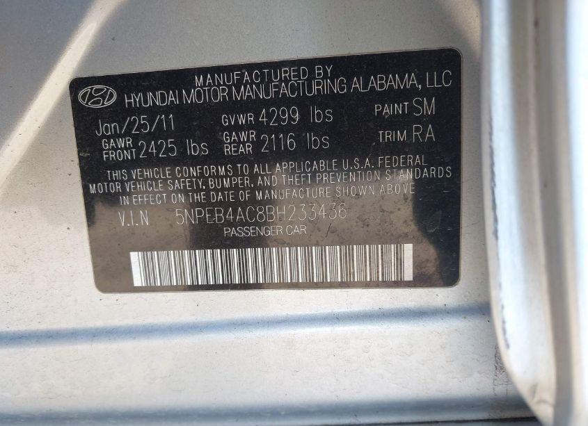 Photo 9 of 2011 Hyundai Sonata GLS (VIN 5NPEB4AC8BH233436)