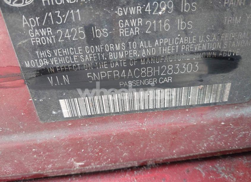 Photo 9 of 2011 Hyundai Sonata GLS (VIN 5NPEB4AC8BH283303)