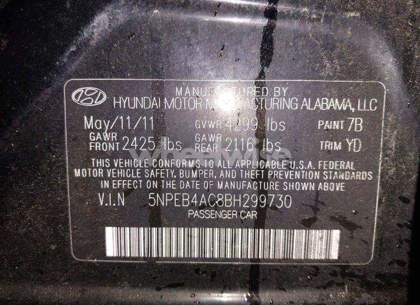 Photo 9 of 2011 Hyundai Sonata GLS (VIN 5NPEB4AC8BH299730)