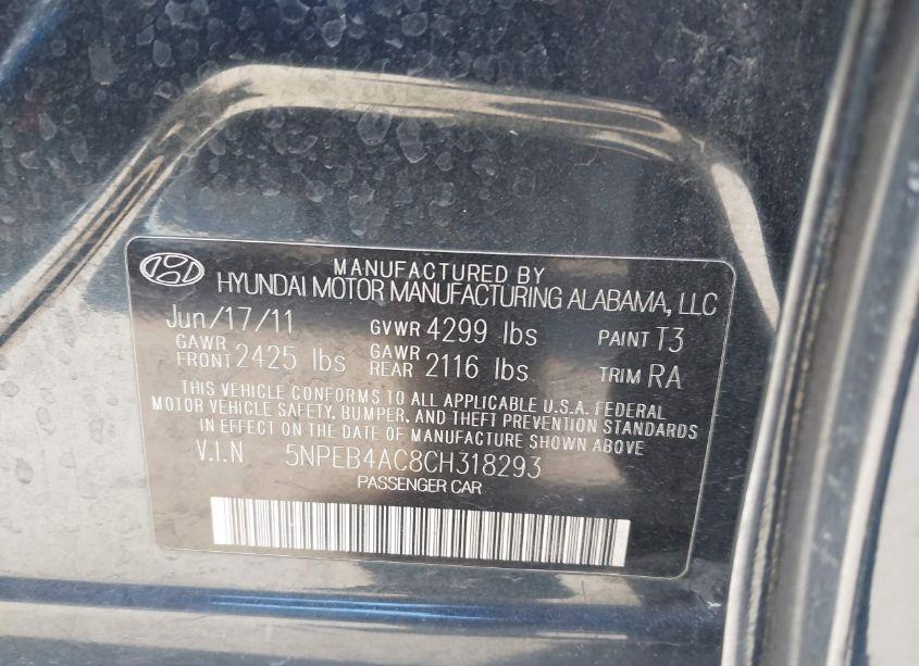 Photo 9 of 2012 Hyundai Sonata GLS (VIN 5NPEB4AC8CH318293)