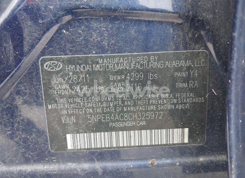 Photo 9 of 2012 Hyundai Sonata GLS (VIN 5NPEB4AC8CH325972)