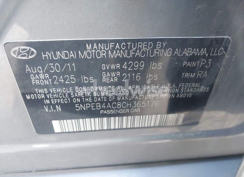 Photo 9 of 2012 Hyundai Sonata GLS (VIN 5NPEB4AC8CH365176)