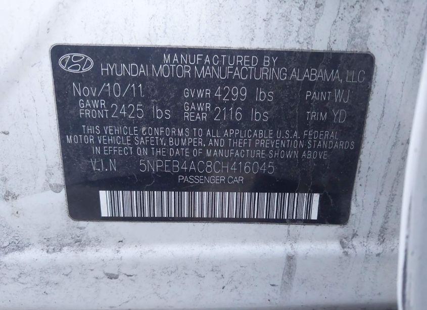 Photo 9 of 2012 Hyundai Sonata GLS (VIN 5NPEB4AC8CH416045)