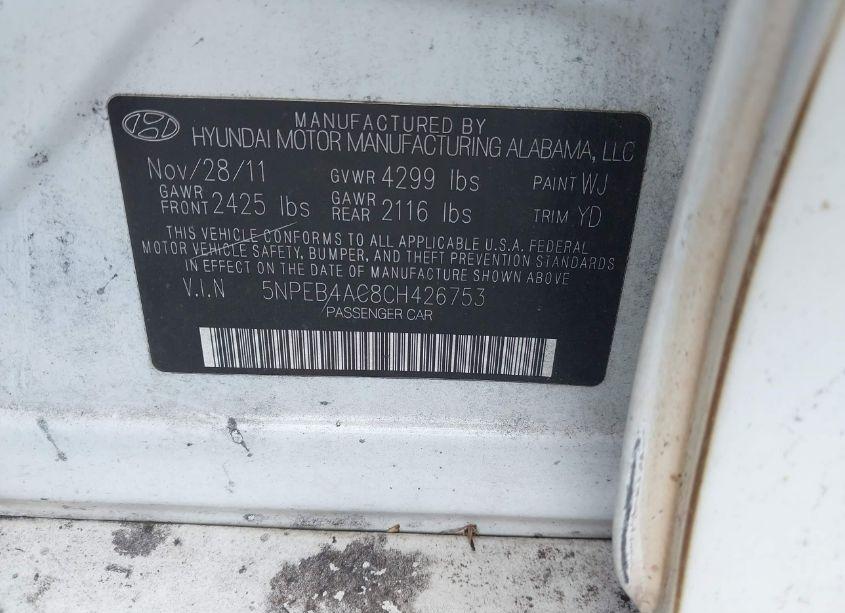 Photo 9 of 2012 Hyundai Sonata GLS (VIN 5NPEB4AC8CH426753)