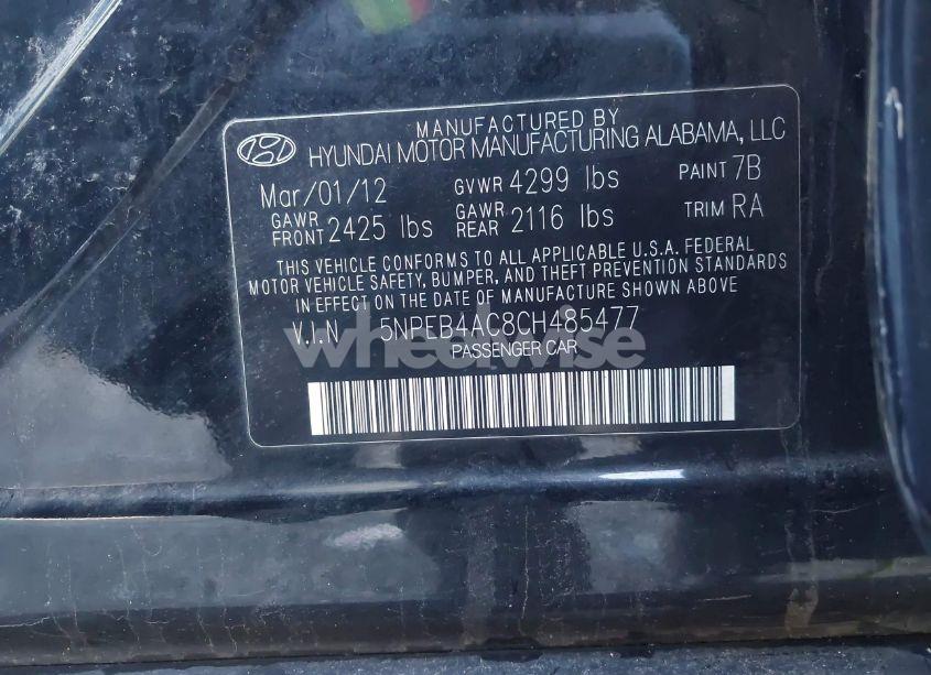 Photo 9 of 2012 Hyundai Sonata GLS (VIN 5NPEB4AC8CH485477)