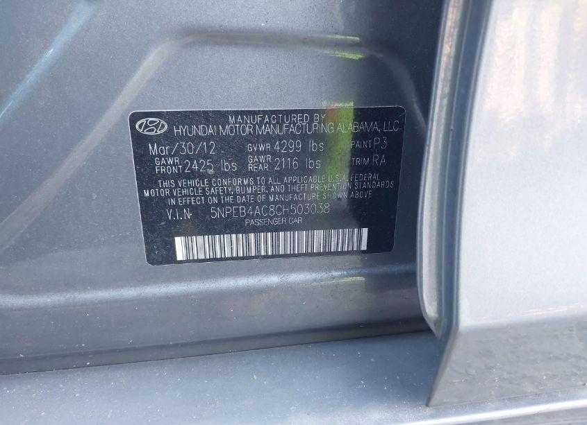 Photo 9 of 2012 Hyundai Sonata GLS (VIN 5NPEB4AC8CH503038)