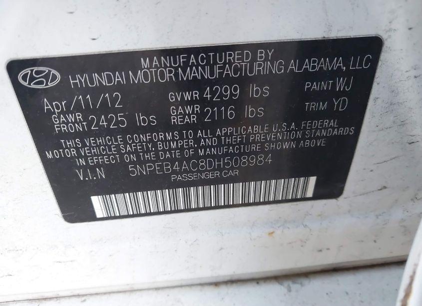 Photo 9 of 2013 Hyundai Sonata GLS (VIN 5NPEB4AC8DH508984)