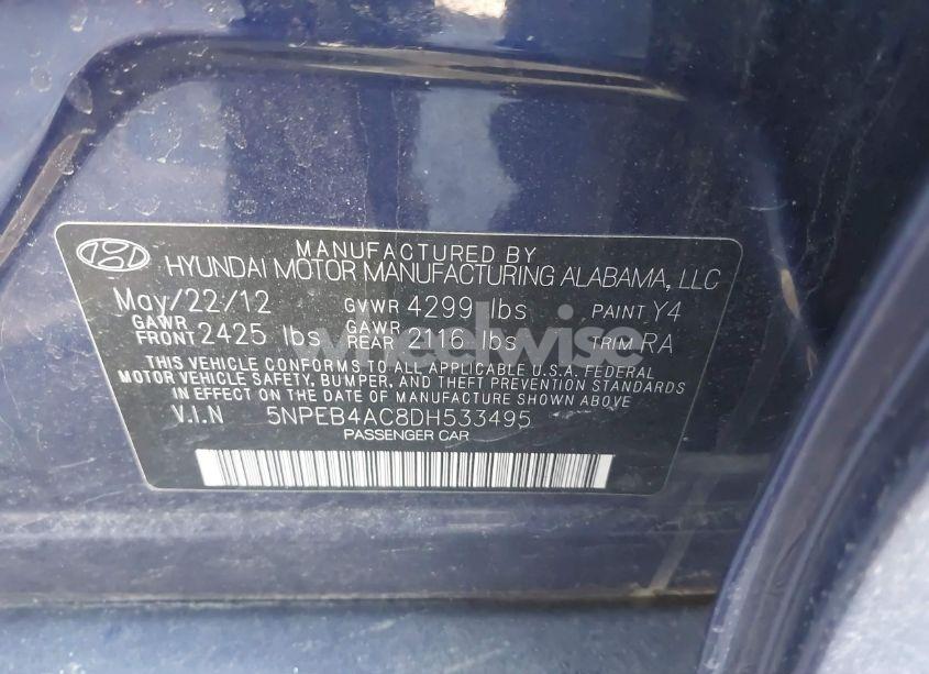 Photo 9 of 2013 Hyundai Sonata GLS (VIN 5NPEB4AC8DH533495)