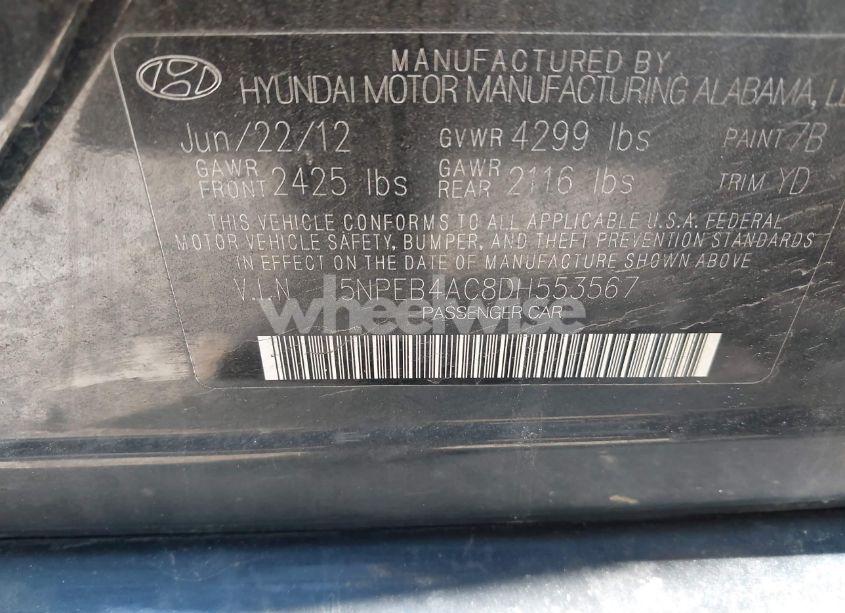 Photo 9 of 2013 Hyundai Sonata GLS (VIN 5NPEB4AC8DH553567)