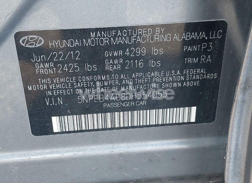 Photo 9 of 2013 Hyundai Sonata GLS (VIN 5NPEB4AC8DH554055)