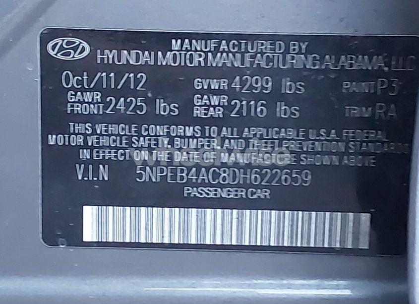 Photo 9 of 2013 Hyundai Sonata GLS (VIN 5NPEB4AC8DH622659)