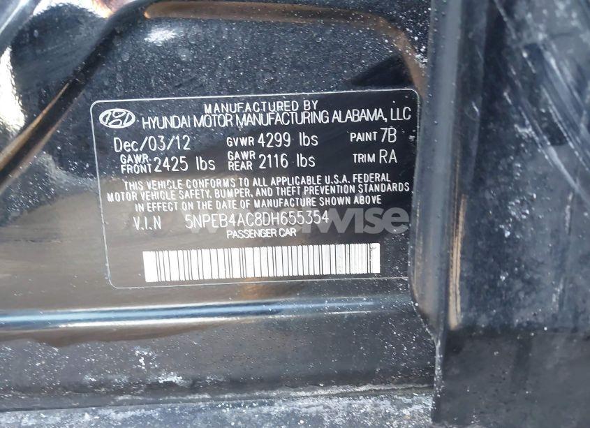 Photo 9 of 2013 Hyundai Sonata GLS (VIN 5NPEB4AC8DH655354)