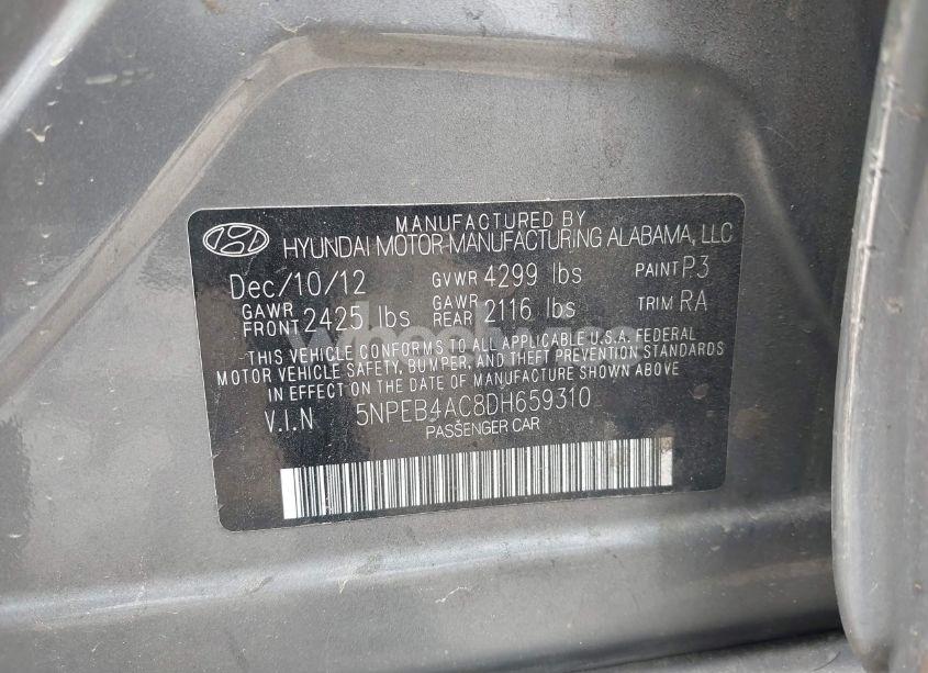 Photo 9 of 2013 Hyundai Sonata GLS (VIN 5NPEB4AC8DH659310)