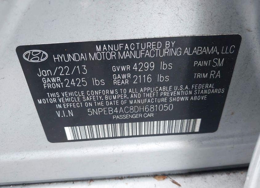 Photo 9 of 2013 Hyundai Sonata GLS (VIN 5NPEB4AC8DH681050)