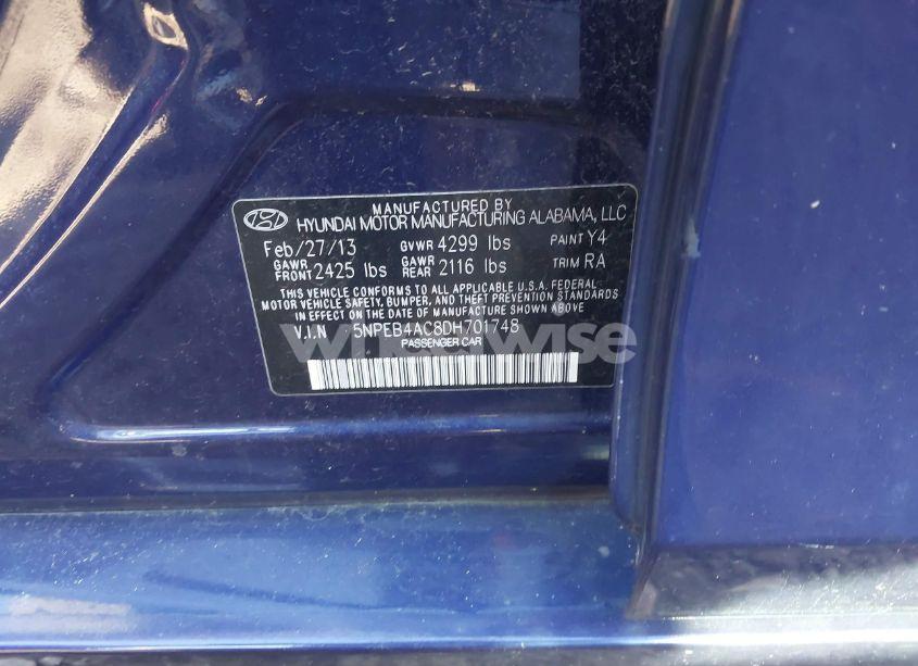 Photo 9 of 2013 Hyundai Sonata GLS (VIN 5NPEB4AC8DH701748)