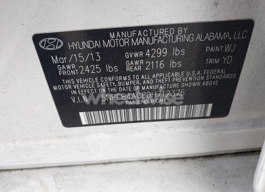 Photo 9 of 2013 Hyundai Sonata GLS (VIN 5NPEB4AC8DH712376)