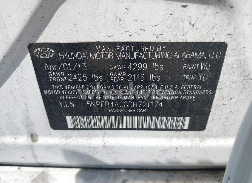 Photo 9 of 2013 Hyundai Sonata GLS (VIN 5NPEB4AC8DH721174)