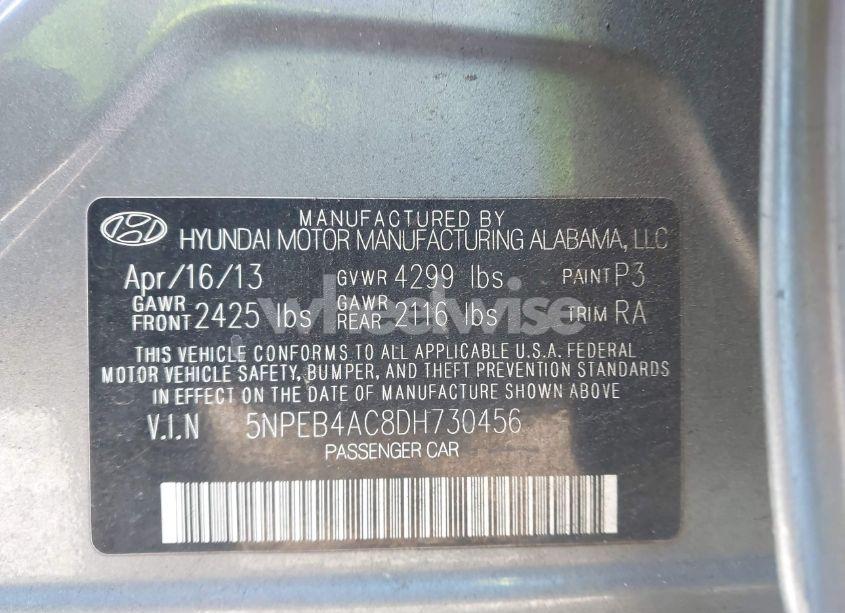Photo 9 of 2013 Hyundai Sonata GLS (VIN 5NPEB4AC8DH730456)