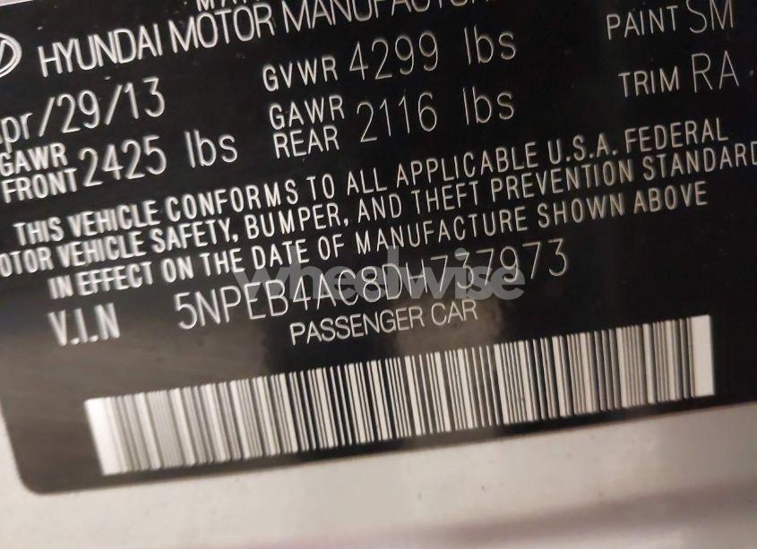 Photo 9 of 2013 Hyundai Sonata GLS (VIN 5NPEB4AC8DH737973)