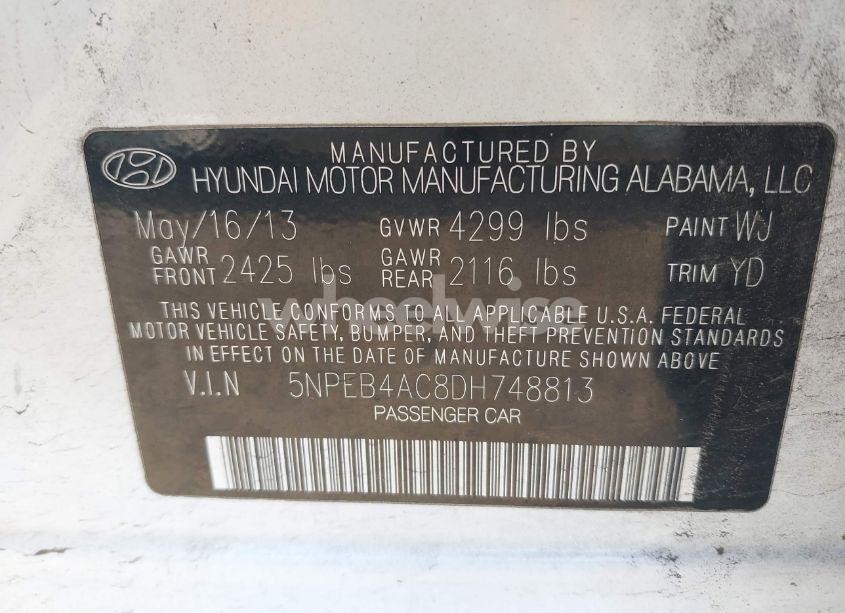 Photo 9 of 2013 Hyundai Sonata GLS (VIN 5NPEB4AC8DH748813)