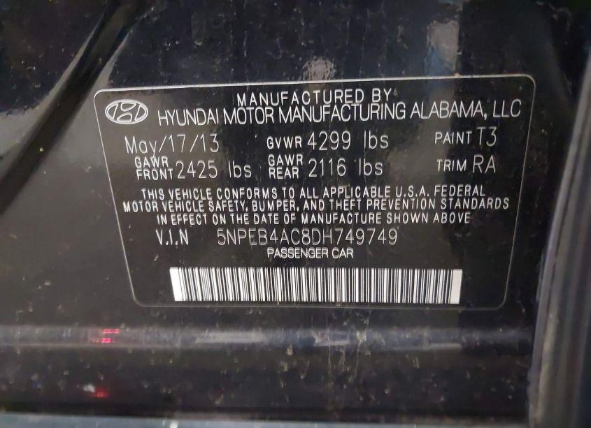 Photo 9 of 2013 Hyundai Sonata GLS (VIN 5NPEB4AC8DH749749)